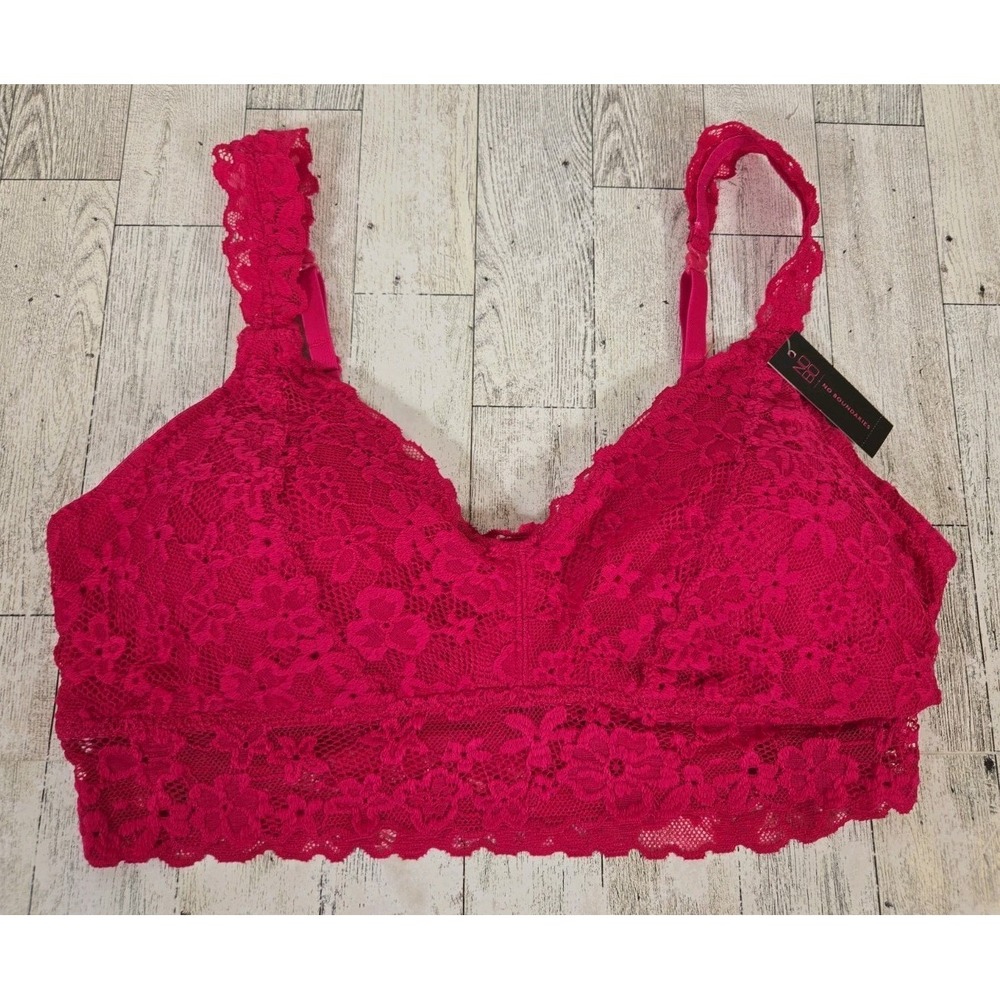 Convertible Bralette LARGE Lace No Boundaries HOT PINK Padded NEW